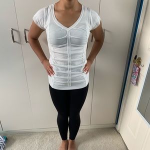 Ivory Knit V Neck Blouse